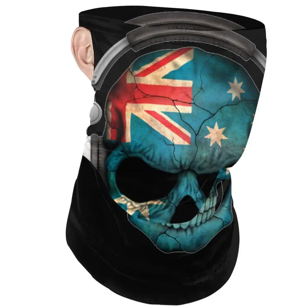 Dark Skull Deejay With Australian Flag bandana scarf DIY adult washable mask bbq menu by michelle bar sewing neck gaiter |