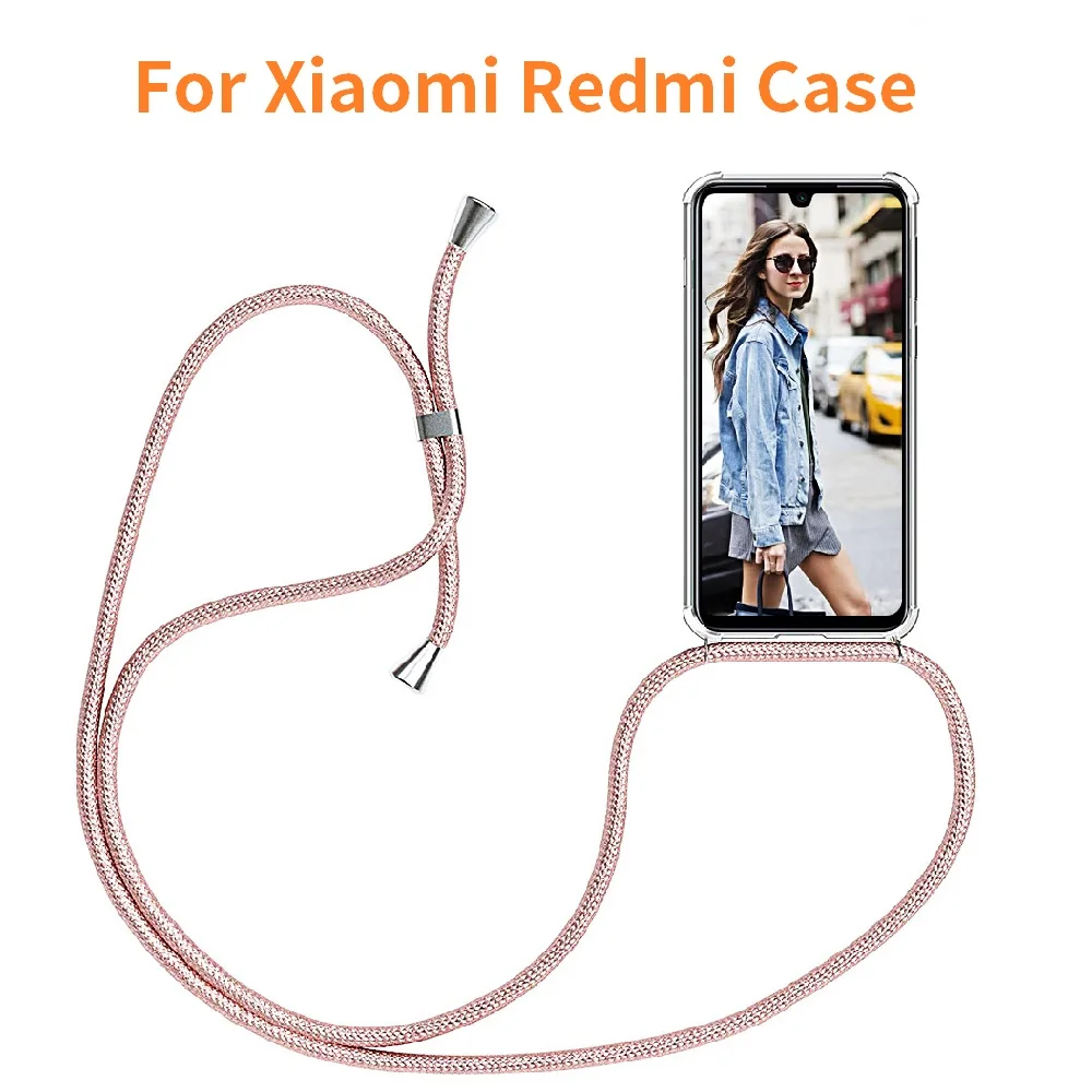 Strap Cord Chain Phone Case for Xiaomi Redmi Note 10 9 8T 8 7 6 5 Pro Cover Necklace Lanyard For Red MI 9A 9C 7A Funda | Мобильные