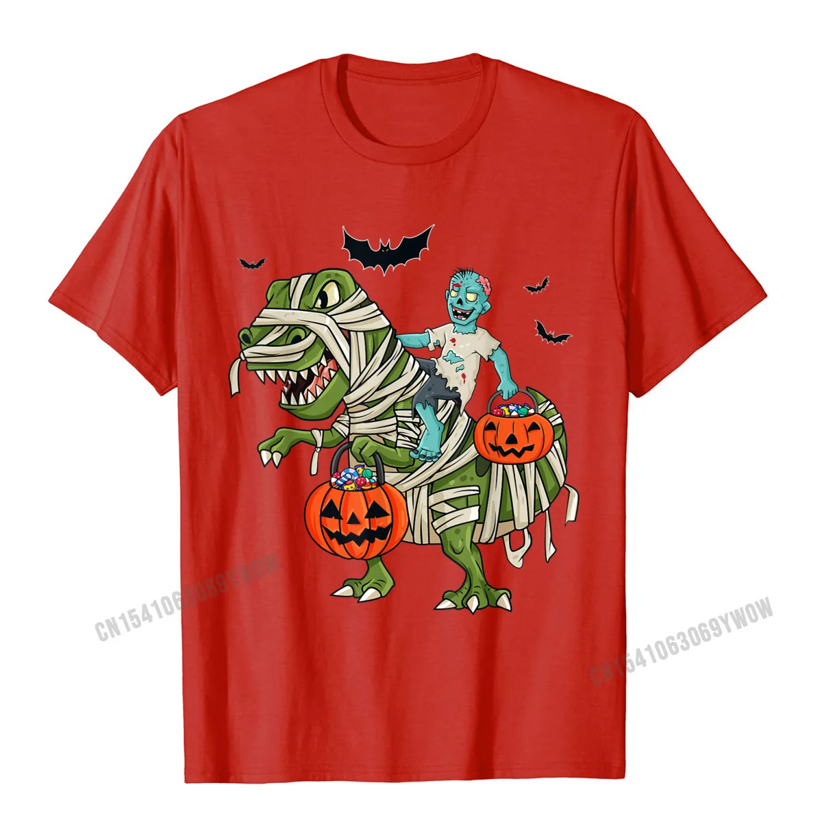 Halloween Zombie Riding T Rex Funny Boys Women T-Shirt Camisas Men Shirt Tops & Tees Oversized Cotton Casual Slim Fit | Мужская