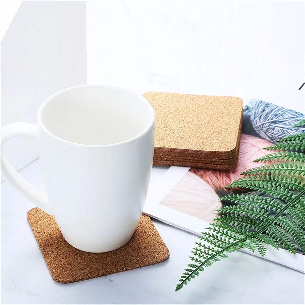 5PCS Crafts Household Supplies Cork Coaster Mini Board Table Decor DIY Reusable Squares Round Pad Coffee Mug Drinks Cup Mat - купить по