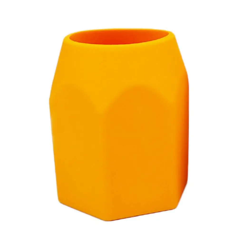 

Desktop Pen Holder Soft Silicone Solid Color Organizer Stationery Accessory Round Pencil Rack Makeup Brush Holder Storage Case