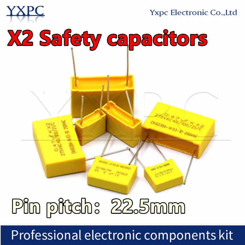 10 шт./лот X2 предохранительные конденсаторы 22 5 мм 275VAC 275 В 0 33 мкФ Ф 56 82 1 2 мкмкФ 47 68