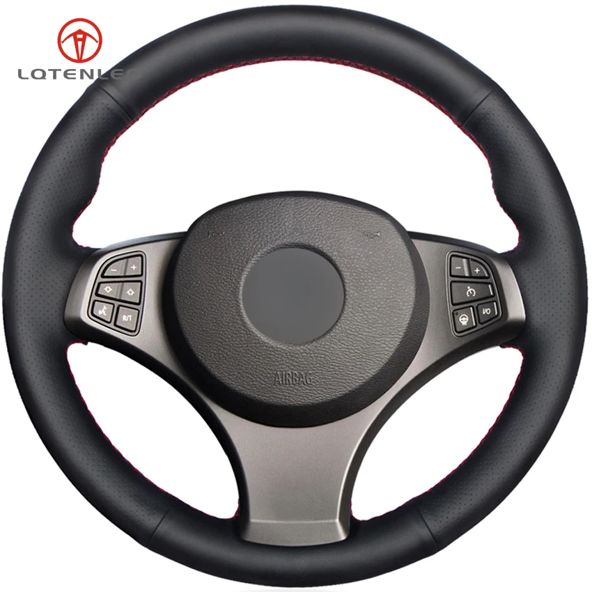 

LQTENLEO черная искусственная кожа ручная строчка для BMW X3 (M Sport) E83 2005 2006 2007 2008 2009 2010