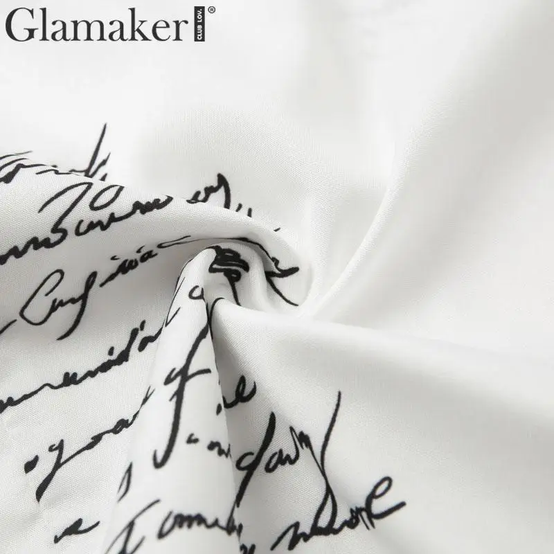 Glamaker с буквенным принтом высокая талия Бандажное короткое платье рубашка