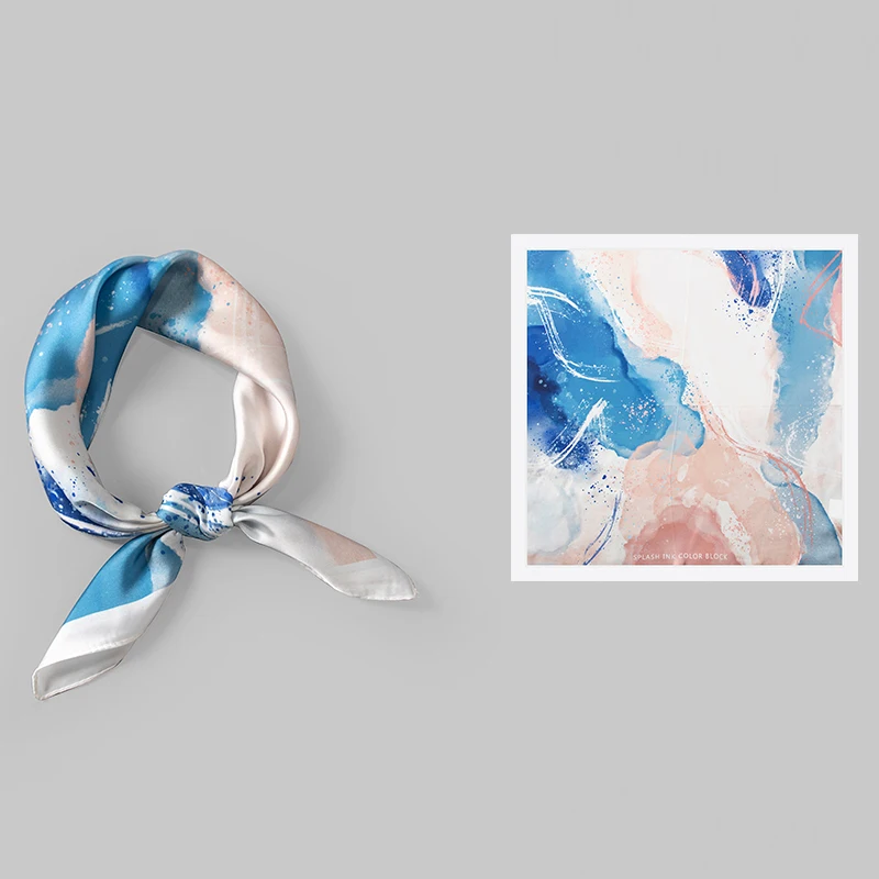 

Luxury brand imitation silk twill fabric polka dot pattern scarf streamer headband belt lady WJ20052