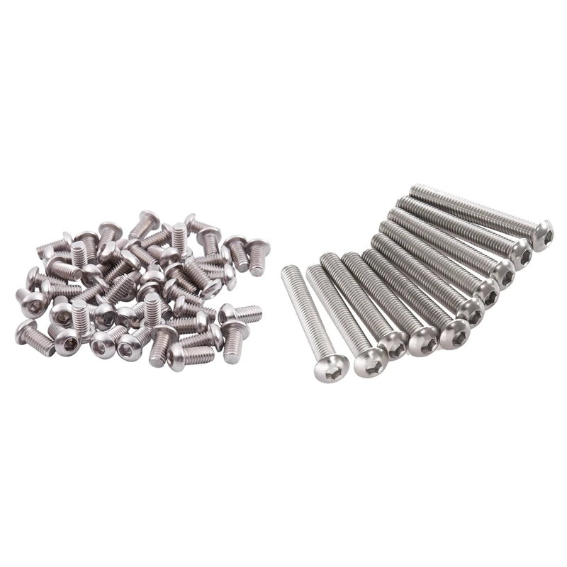 

50Pcs M6x12mm Stainless Steel Hex Socket Button Head Screws & 10Pcs Stainless Steel Button Head Screw M6 X 45Mm
