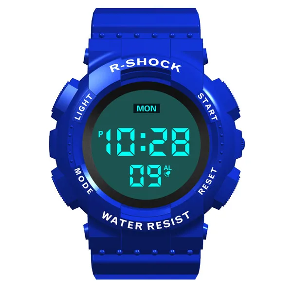 Blue HONHX Relogio Digital Masculino, простые спортивные часы с циферблатом, Мужские Цифровые, светодиодный, водонепроницаемые часы, дата, электронные часы A15 - Цвет: Blue