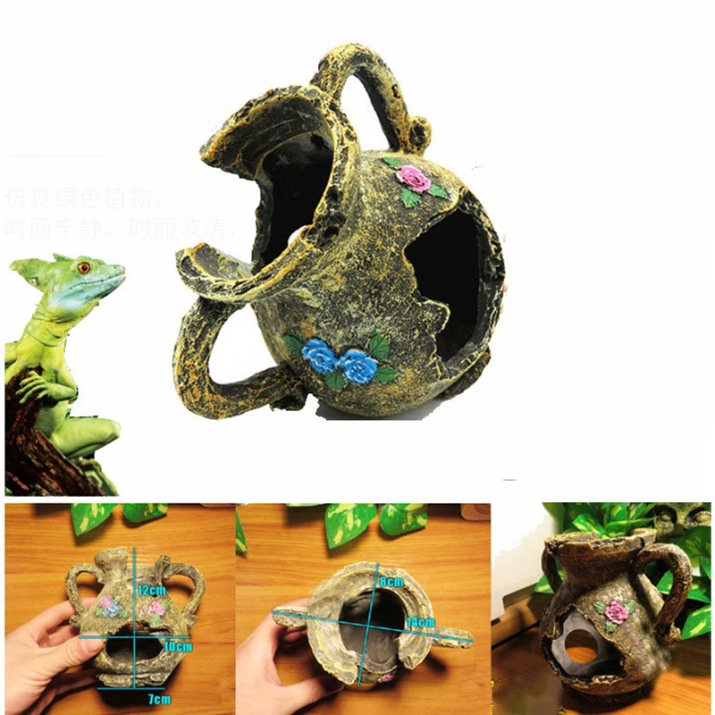 Aquarium Accessories Fish Tank Resin Landscape Decorations Crawling Pet Box Shelter Lizard Snake Crystal Shrimp Crab | Дом и сад