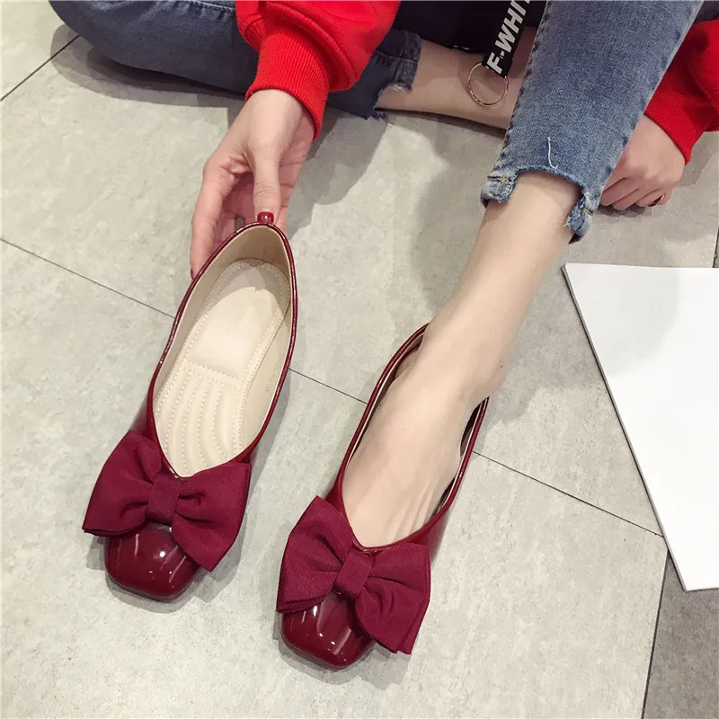 Мокасины женские с квадратным носком балетки на плоской подошве без застежки