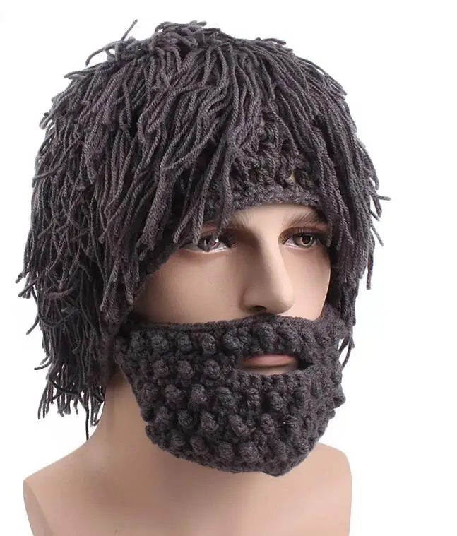 

1pcs/lot Handmade Knitted Men Winter Crochet Mustache Hat Beard Beanies Face Tassel Bicycle Mask Ski Warm Cap (good)