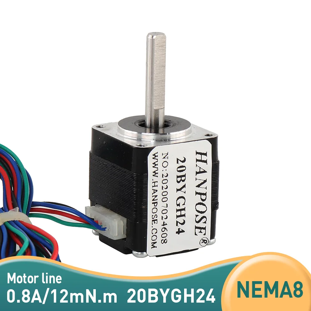 

100pcs 20BYGH24 Stepper motor 20 Series Motor 24mm 0.8A 12mN.m 1.8 degrees Nema8 step motor for 3D Medical machinery accessories