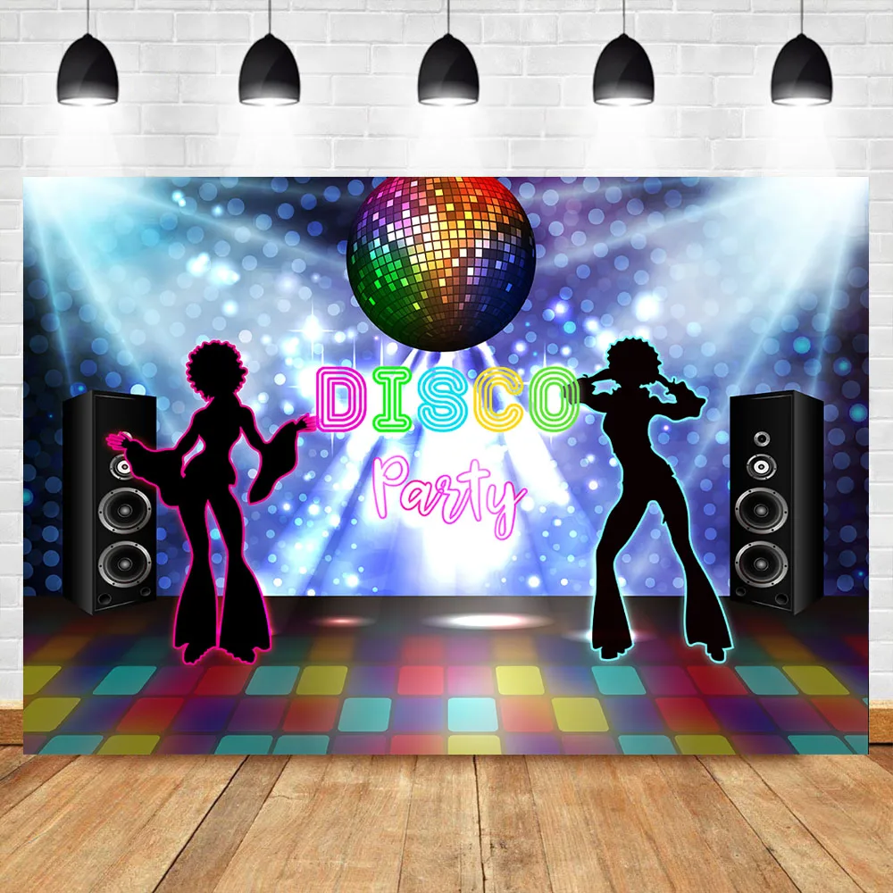 

Mocsicka Disco Party Backdrop Neon Retro Style Let's Dance 80's Photo Background Party Banner Decoration Photography Backdrops