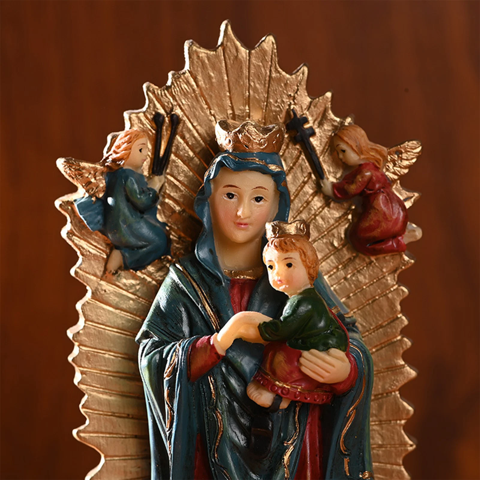 

Resin Virgin Mary Catholic Resin Decoration Statue Decor Guadalupe Virgin Mary Statue Sculpture Figure Ornaments