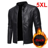 mens pu leather jacket motorcycle biker mens jackets 2021 autumn winter warm black outdoor outwear coats 5xl plus szie