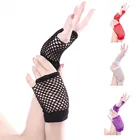 Перчатки женские сетчатые без пальцев, пикантные перчатки в стиле панк и готика для дискотеки и танцев, короткие в сеточку, с вырезами, летние