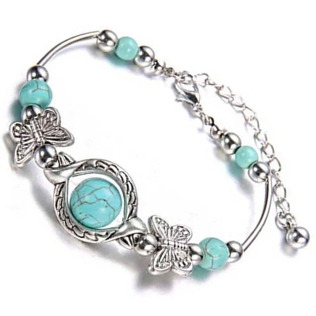 Натуральный бирюзовый браслет Классический роскошный женский летний уникальный