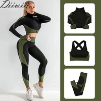 diiwii seamless women sets female gym suits wear running clothes fitness sport long sleeve clothing