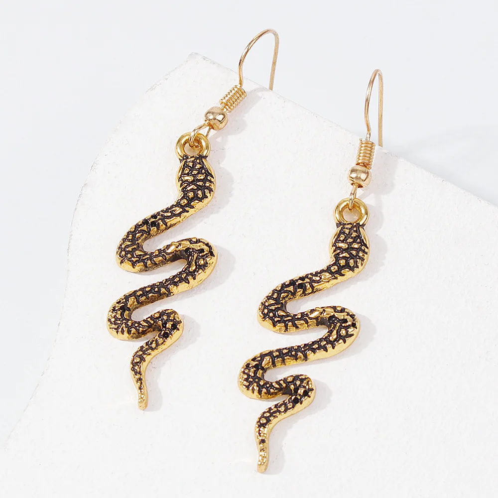 

Trendy Golden Snake Drop Earrings For Women Animal Dangle Earrings Hip Hop Street Punk Party Jewelry Gift Accessories