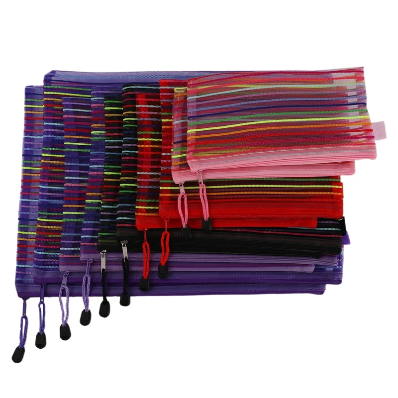 

10 Pieces Random Color Mesh Zipper Pouch Multipurpose Travel Mesh Bag for Cosmetics Offices Supplies Travel Accessories
