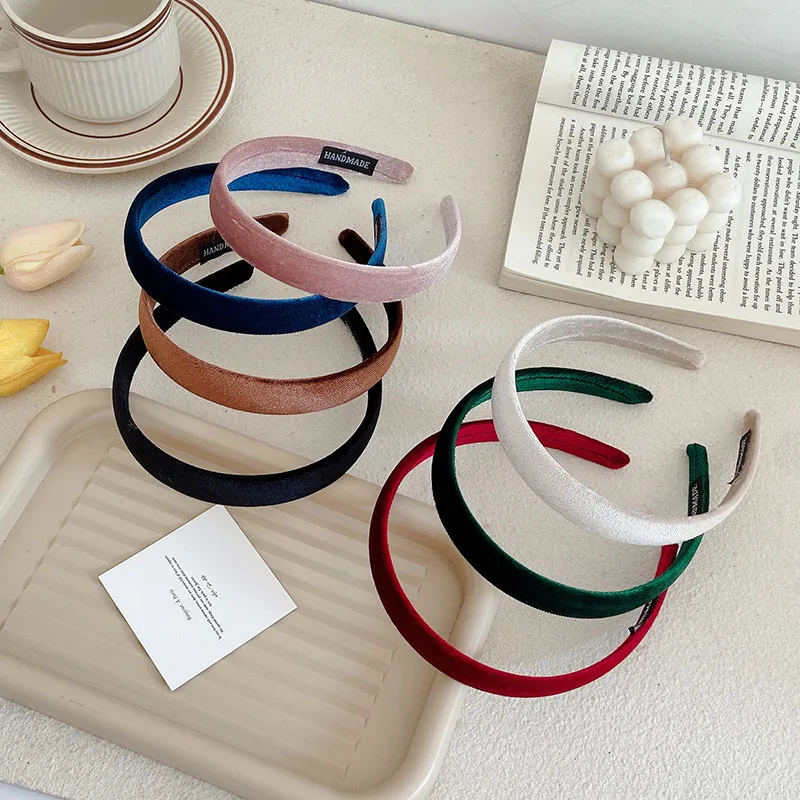 

Women Vintage Solid Color Velvet Bezel Hairbands Sweet Non-Slip Hair Decorate Hoops Headwear Headband Fashion Hair Accessories