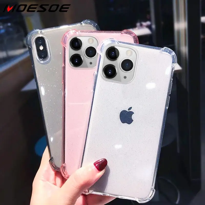 Блестящий порошок чехол для телефона iPhone 11 Pro X XR XS Max 8 7 Plus 6 6S прозрачный мягкий ТПУ