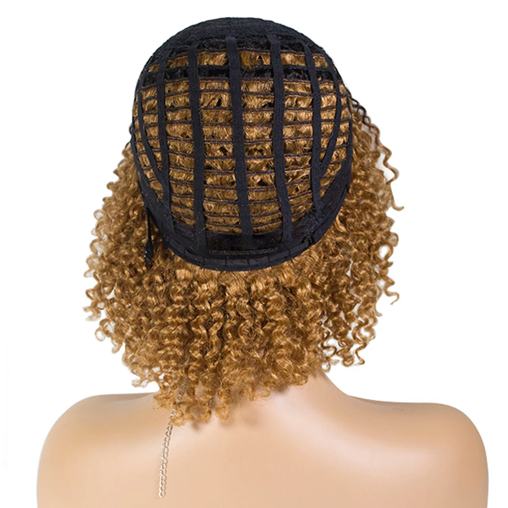Короткий парик Jerry Curl с челкой для волос 12 "Цвет 1B или 1B/30 Ali Queen Волосы