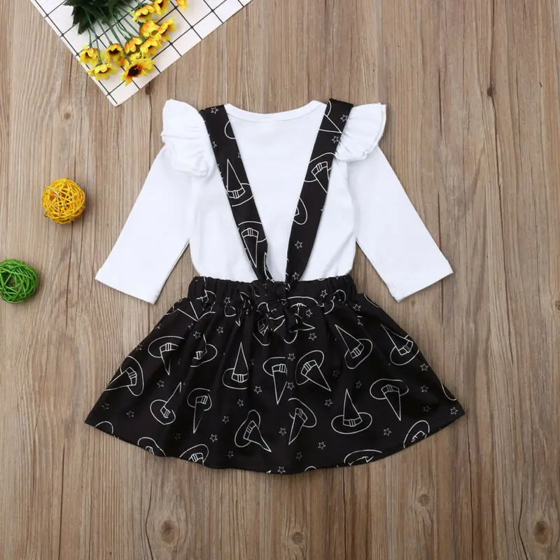 Новинка 2019 костюм на Хэллоуин для маленьких девочек комбинезон с оборками топы