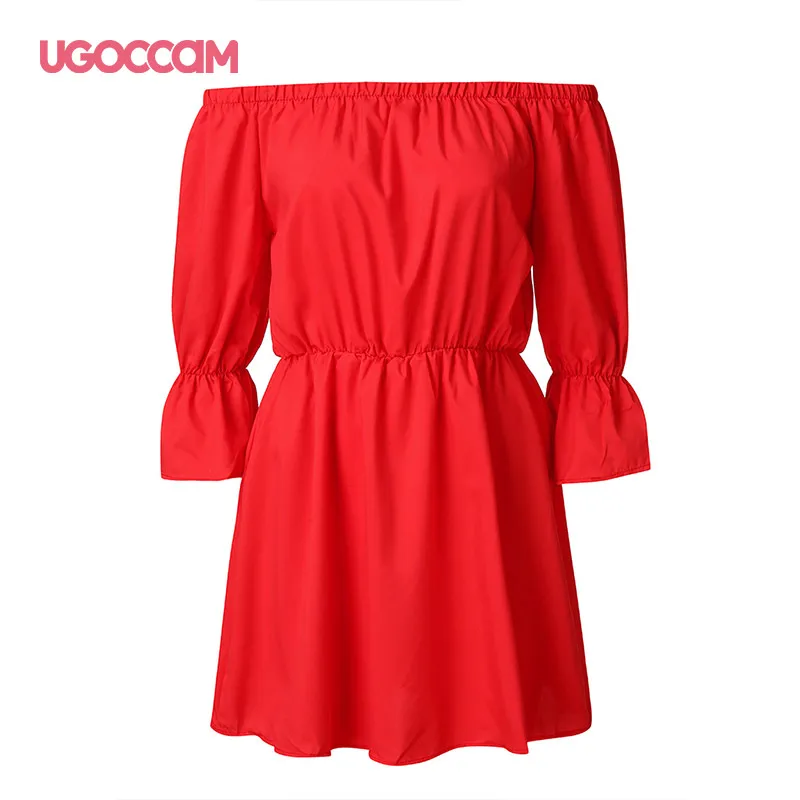 UGOCCAM женская летняя обувь сексуальное платье с открытыми плечами Пляжное Платье