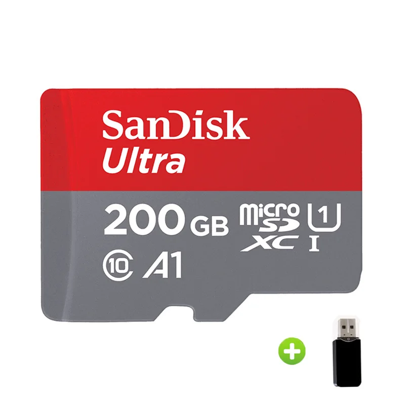 200GB-Card Reader Оригинальная карта памяти SanDisk Micro SD 32 Гб A1, 16 ГБ, 64 ГБ, 128 ГБ, 200 ГБ, 256 ГБ, 400 гб, 98 Мб/с, TF карта, флеш-накопитель для смартфона - Емкость: 200GB-Card Reader