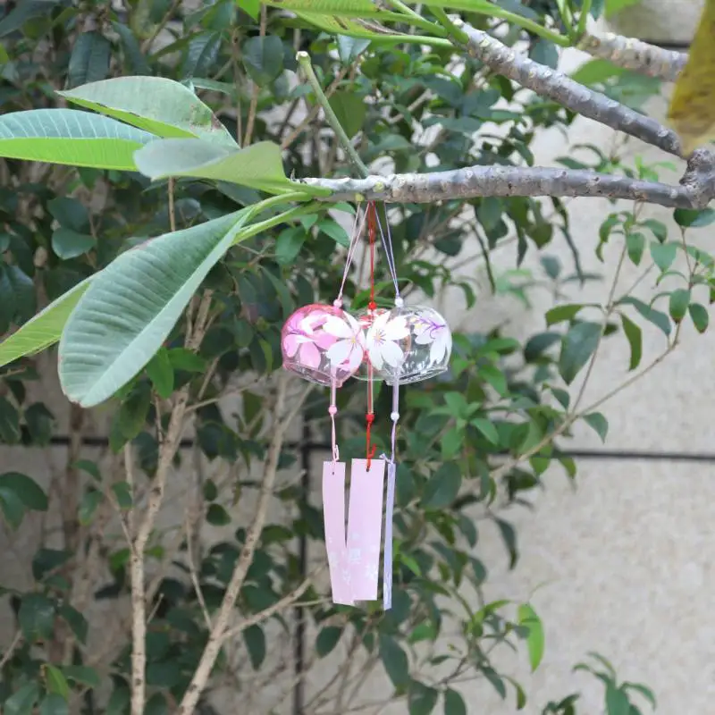 

Creative Romantic Hand Painted Sakura Blossom Glass Wind Chimes Bells Home Garden Office Hanging Decorations DIY Decor Crafts