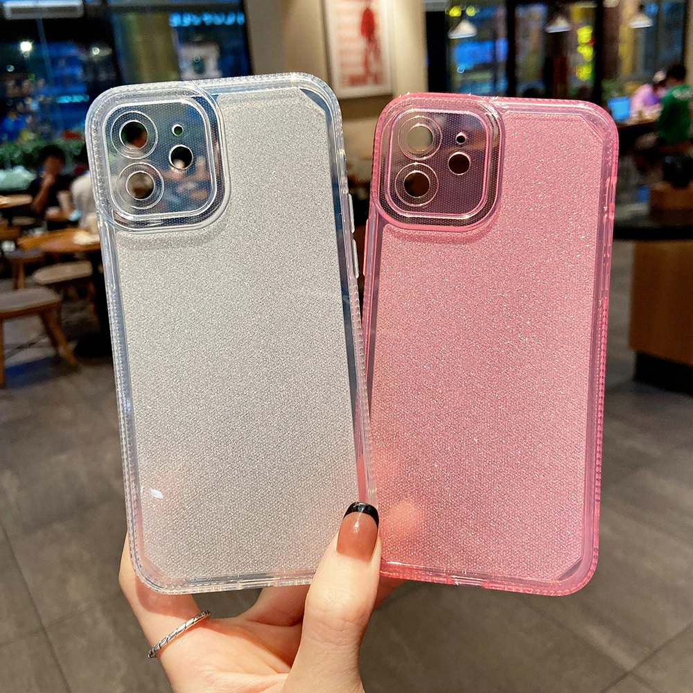 

Fluorescent Sparkling Transparent Case for IPhone 13 12 11 Pro XS Max XR X 8 7 Plus Cover Soft Silicone Shockproof Bling Cases
