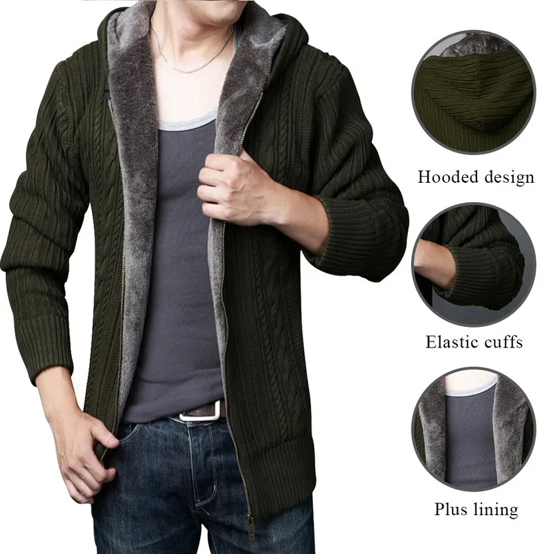 WENYUJH Новый Для мужчин плотный кардиган теплая шерсть мужской вязаный Slim Fit