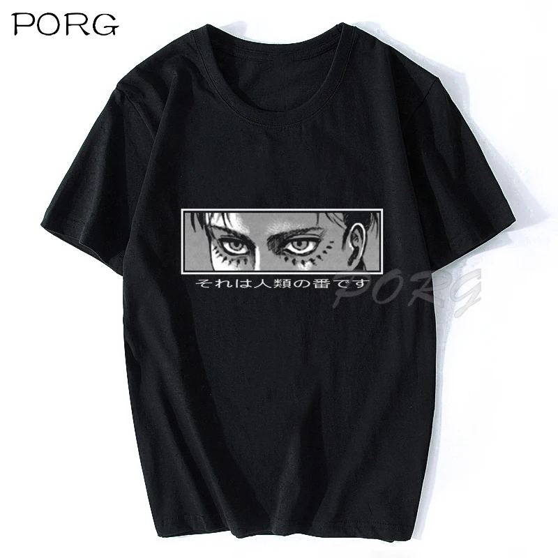 

Japan Anime Attack on Titan Eren T-shirt Men Tee Shirt Cotton Short Sleeve Tshirts Shingeki No Kyojin Male Oversized Clothing