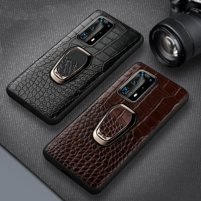 

Genuine Leather bracket Magnetic phone case For HUAWEI P40 PRO P30 LITE MATE 20 back cover For Honor v30 9x 8x estuche nova 5t