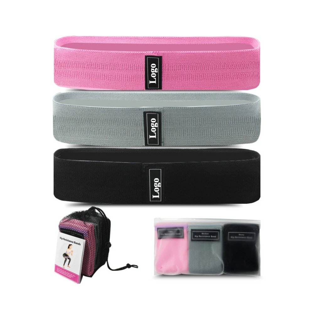 

Custom Resistance Bands Fabric Booty Exercise Home Squat Workout Expand Rubber Printed Logo for Resistance Elastic Loop Band