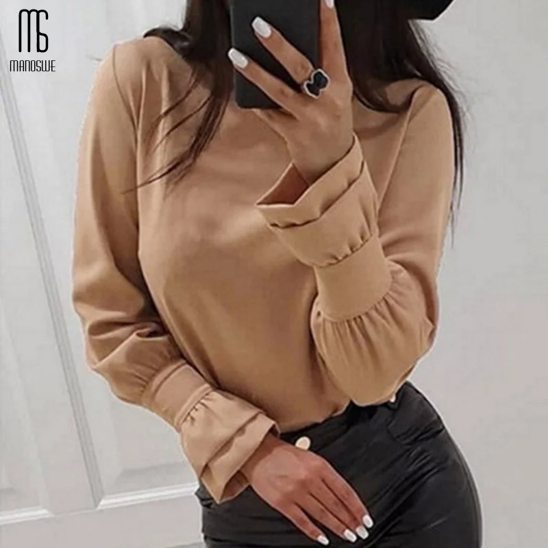 Женская свободная рубашка с длинным рукавом Manoswe мягкая и удобная офисная