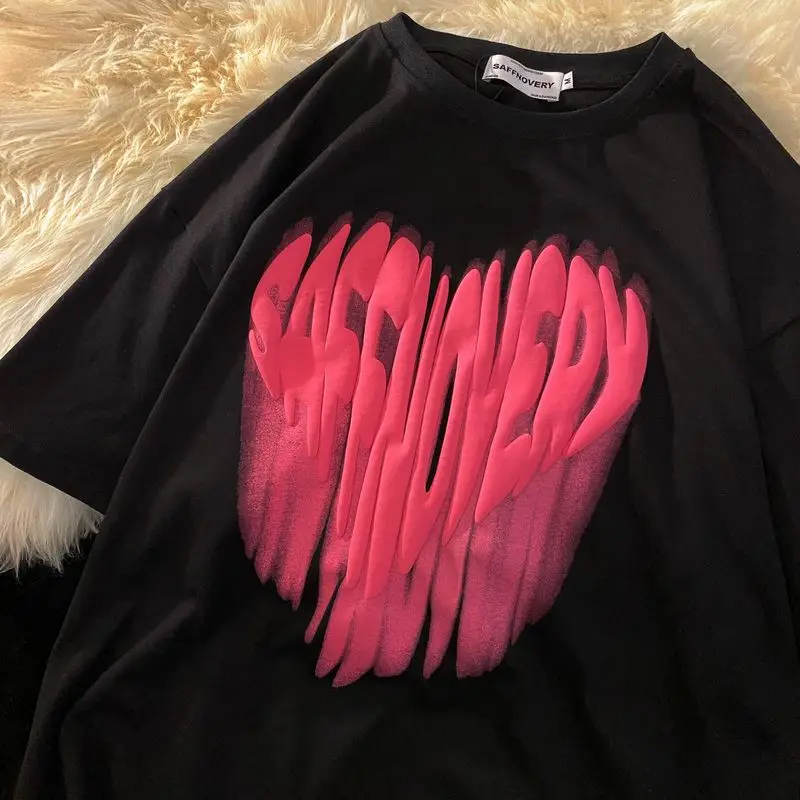 

Harajuku printed t-shirt women's short-sleeved top 2021 summer new Korean personality high street style loose casual t-shirts