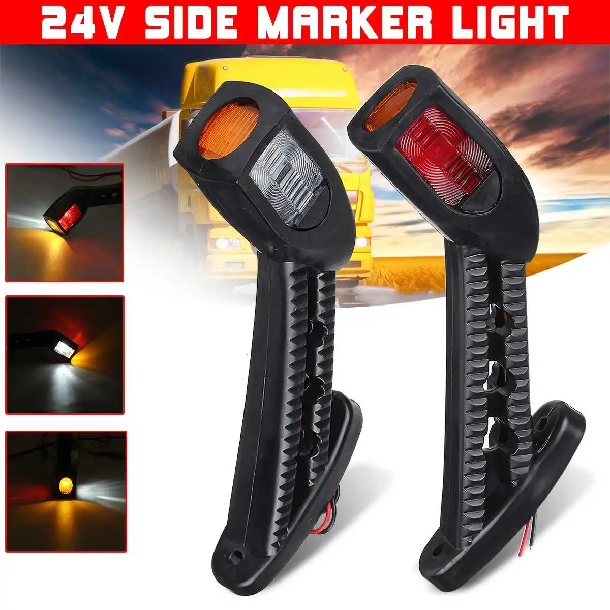 Пара 24V Автомобильный светодиодный боковой габаритный фонарь указателя поворота