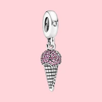 fit original pandora bracelet necklace 925 sterling silver pave ice cream cone dangle charm pendant woman jewelry gift 2021 new