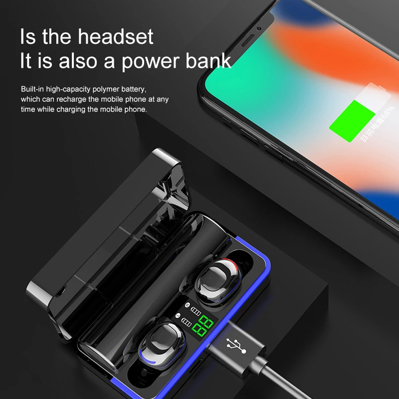 

Bluetooth Earphones 6D Stereo Sound Headset Sport IPX6 Waterproof Earphones Noise-Cancellation Tws Wireless Earphones