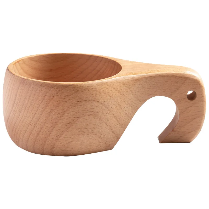 

Wooden cup hole handle whole wood Nordic creative Mug for tea /milk/coffee beech wood one pc