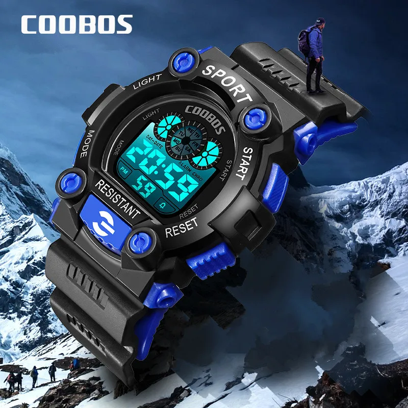 Часы наручные COOBOS мужские светодиодные электронные модные цифровые светящиеся