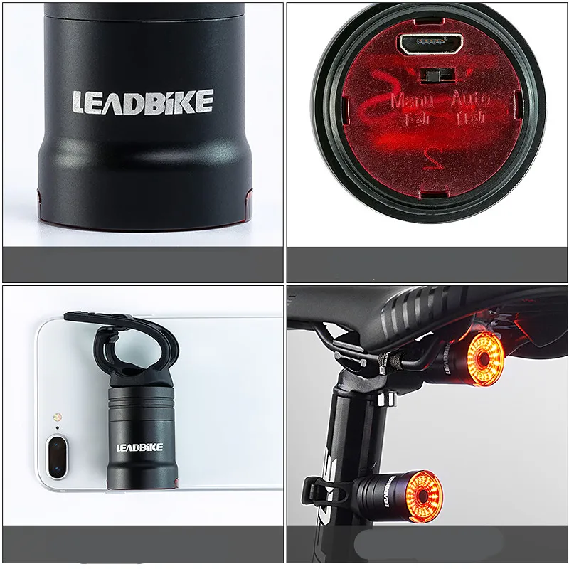 Велосипесветильник стоп-сигнал Leadbike LD43 водонепроницаемый задний фонарь с
