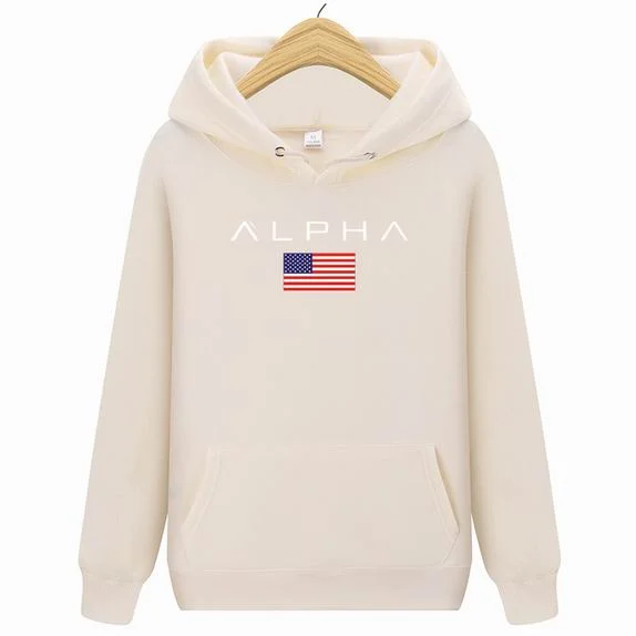 Мужская Высококачественная модная толстовка с буквенным принтом Alpha Industries Мужская/женская осенняя и зимняя новая брендовая Толстовка - Цвет: Khaki