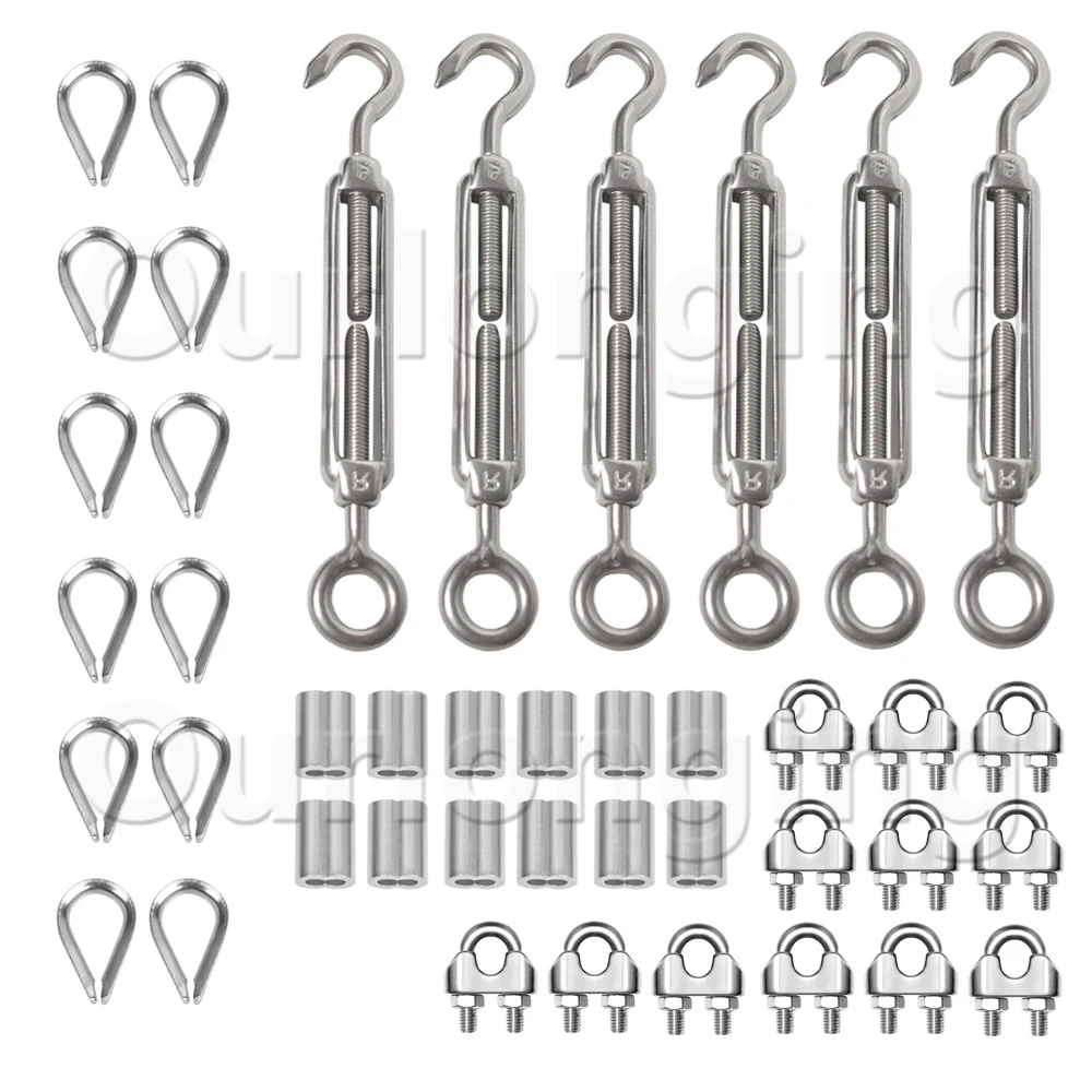 

Комплект сверхпрочных перил из нержавеющей стали 316 для лестничных столбов, балюстрады, наборы перил, фитинги для проволочного троса 1/8 дюйм...