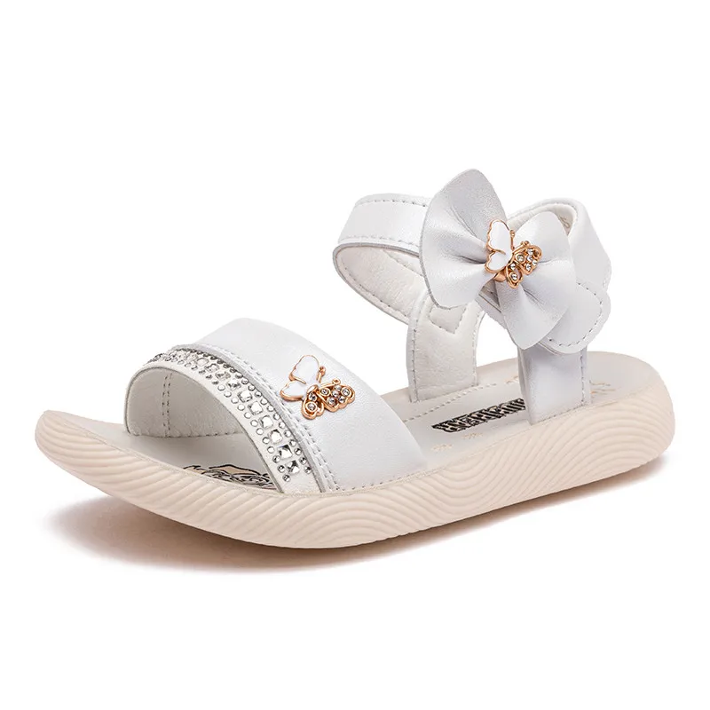 

2021 Summer New Princess Shoes Butterfly Beach Breathable Children's Sandals Shoes Girls Korean Flats Heel Ankle Strap Sandals