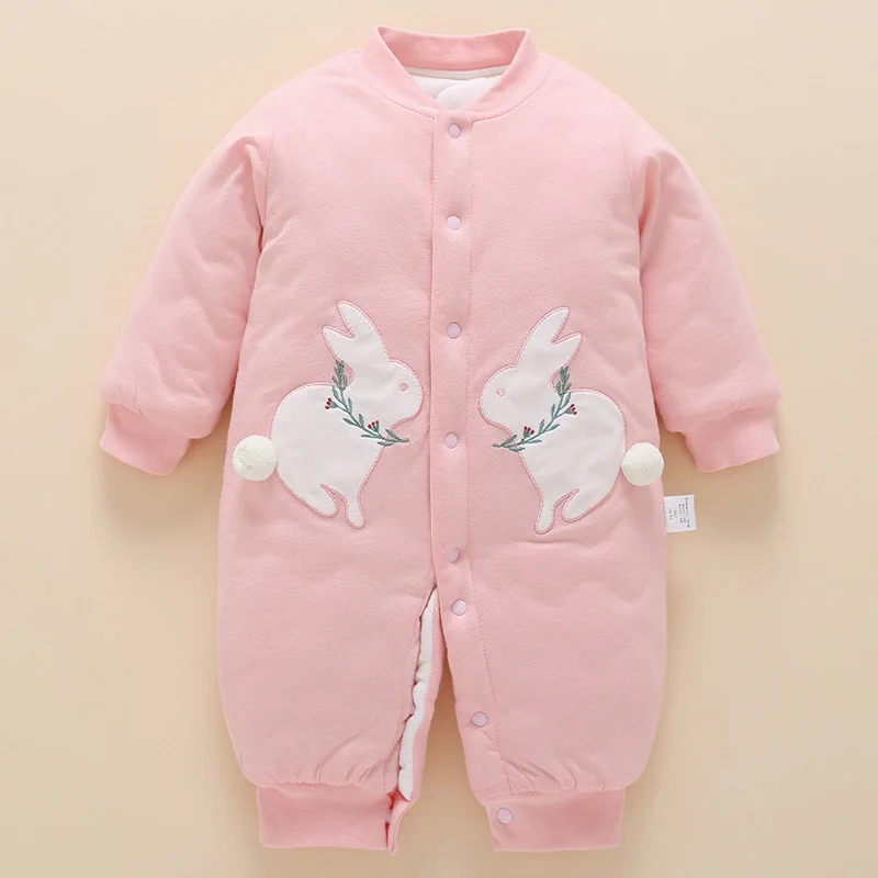 

Baby Girls Winter Romper Cotton Padded Warm Clothes For Baby Princess Sweet Rabbit Christmas Outerwear Clothing Jumpsuit Design