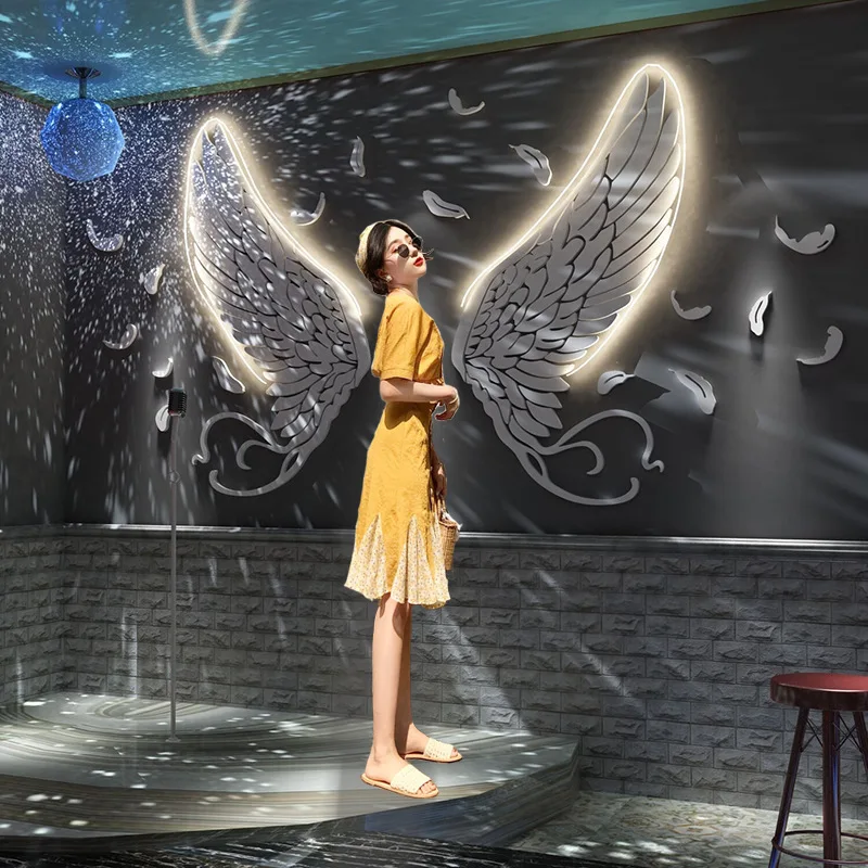 Крылья ангела зеркальные наклейки на стену акриловые самоклеющиеся настенные с