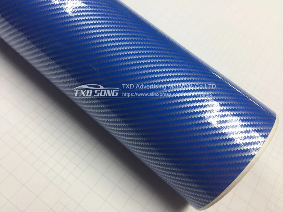 Глянцевая синяя виниловая пленка 2D из углеродного волокна самодельная наклейка