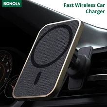 Bonola 15W Magnetic Car Wireless Charger Stand For iPhone 13 12 Pro Max/Mini Fast Magnet Wireless Charger for Apple Smart Phone
